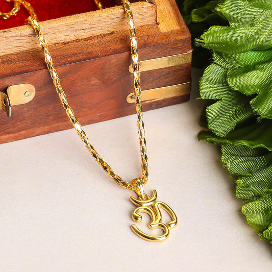 Om Design 2 Gold plated Locket and Chain set